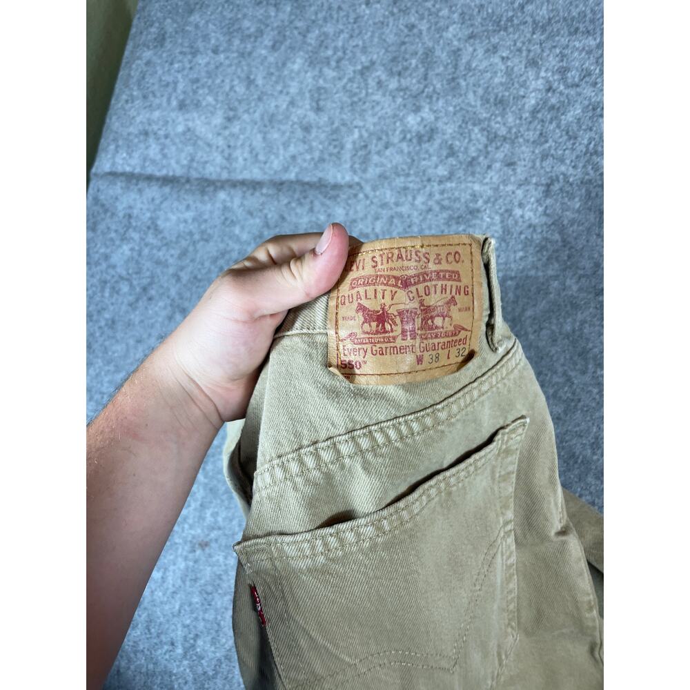 Vintage 80s Levis 550 Relaxed Straight Jeans Mens 35x31 Khaki Red Tab Grunge USA - Picture 7 of 7